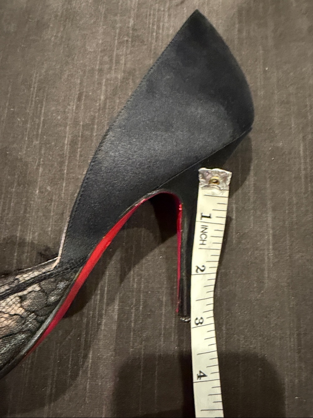 Christian Louboutin Black Lace Peep-Toe Heels with Pink Bow Accent - Picture 10 of 10